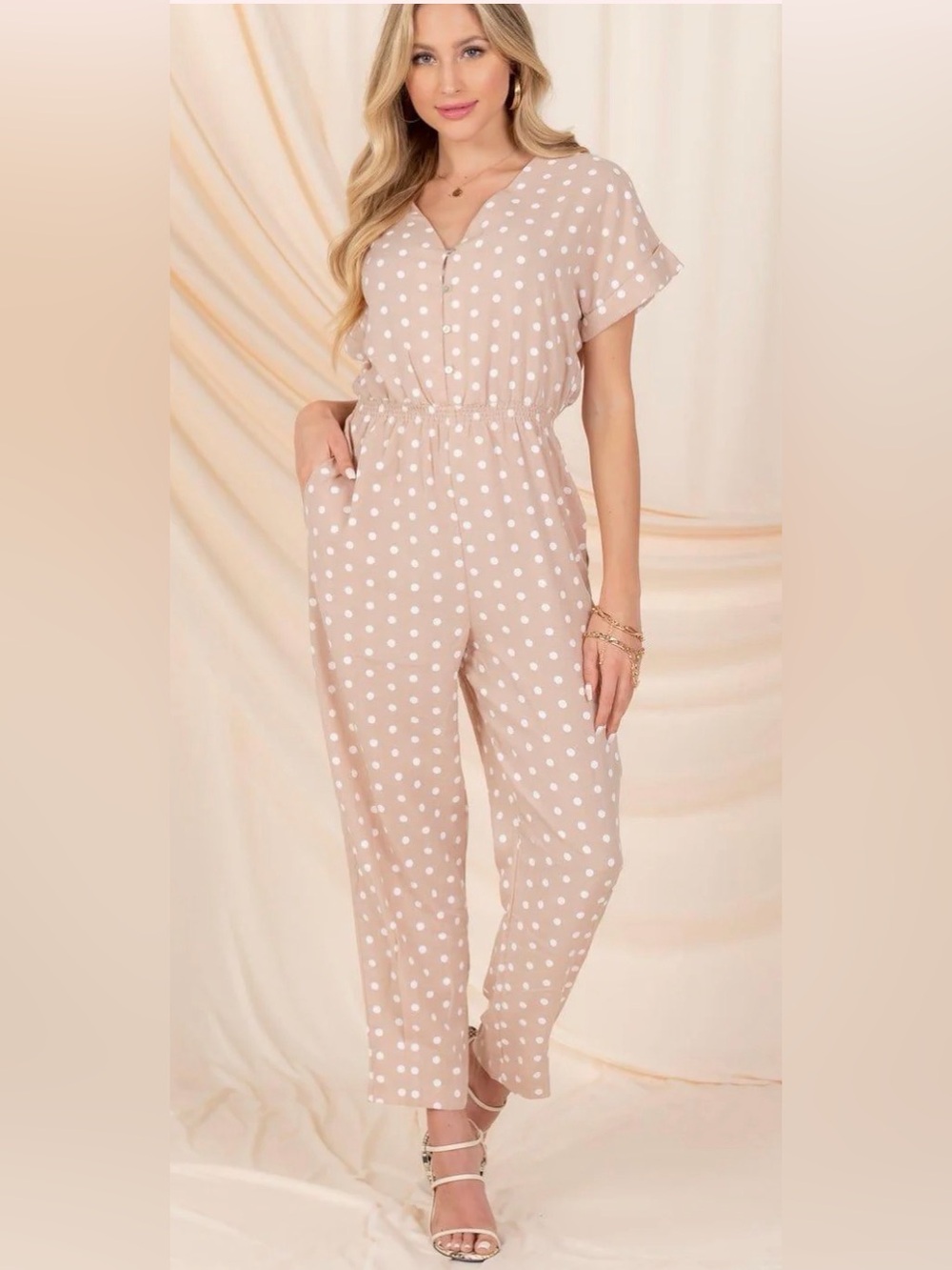 Red Dress Boutique Polka Dot Short Sleeve Jumpsuit
